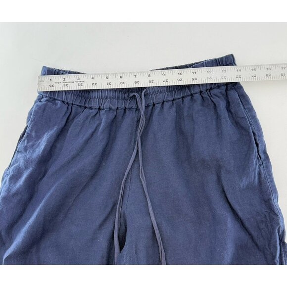 J.Crew Wide Leg Cropped Pants Navy Blue 100% Linen Pull On Pants Sz Sm Boho - Picture 7 of 12